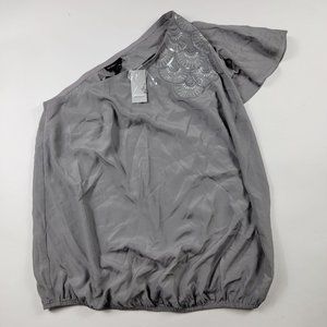 Lane Bryant One Shoulder Blouse Top Gray Womens 14